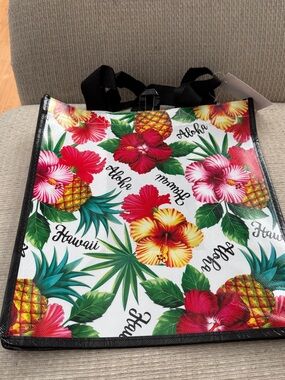 Tropical Aloha Reusable Tote Bag - Floral & Pineapple Print